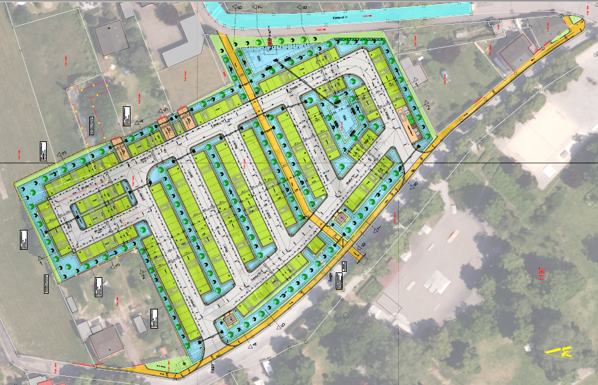 Site plan reconstruction of gravel car park Detailed site plan of the planned construction work on the gravel car park