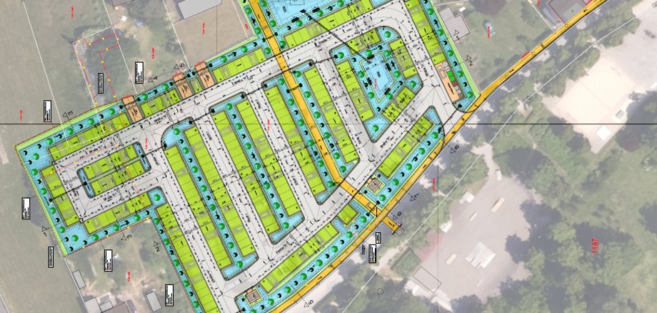 Site plan reconstruction of gravel car park Detailed site plan of the planned construction work on the gravel car park