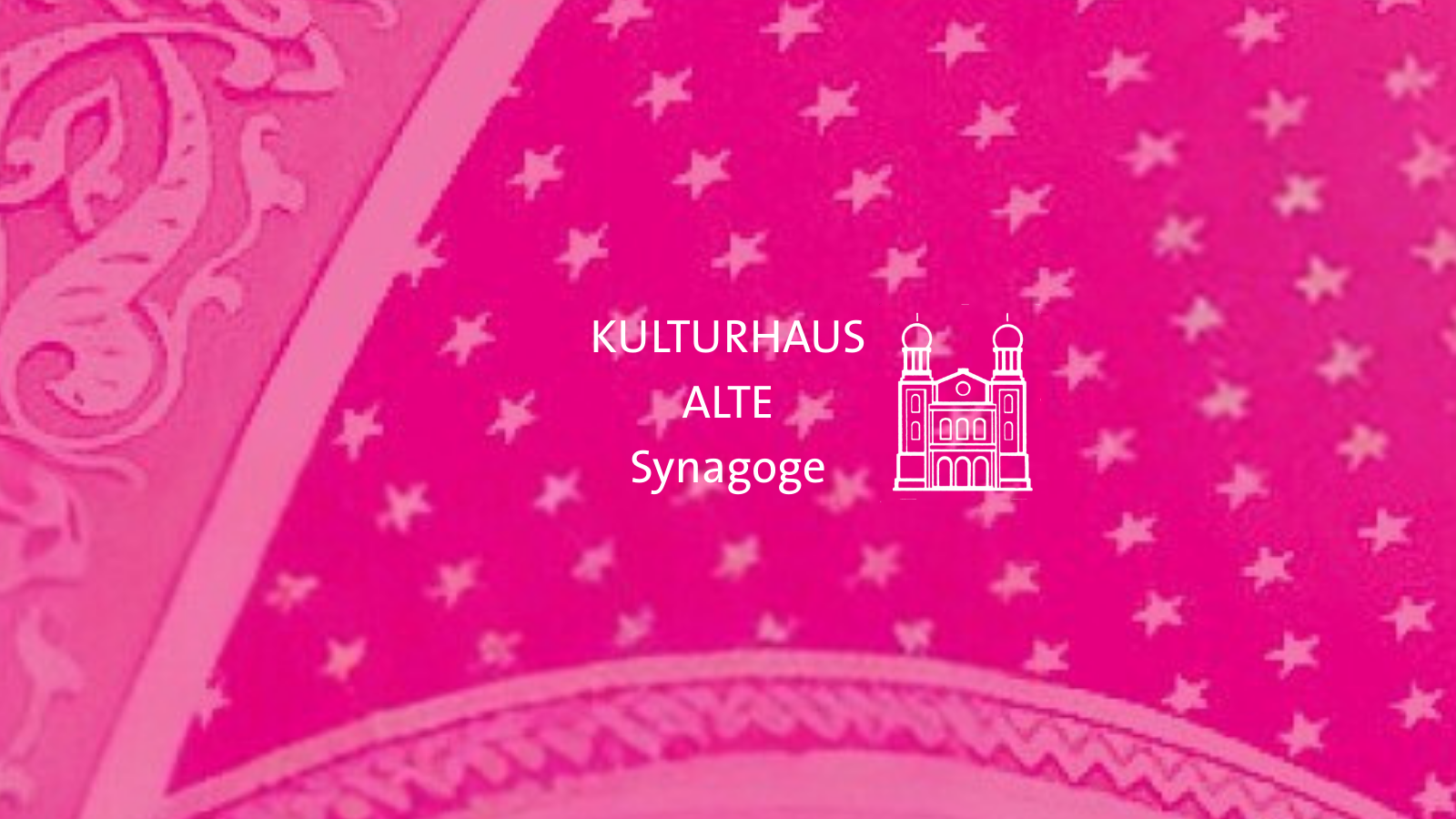 Schriftzug Kulturhaus Alte Synagoge Kitzingen mit Icon einer Synagoge des Logos.