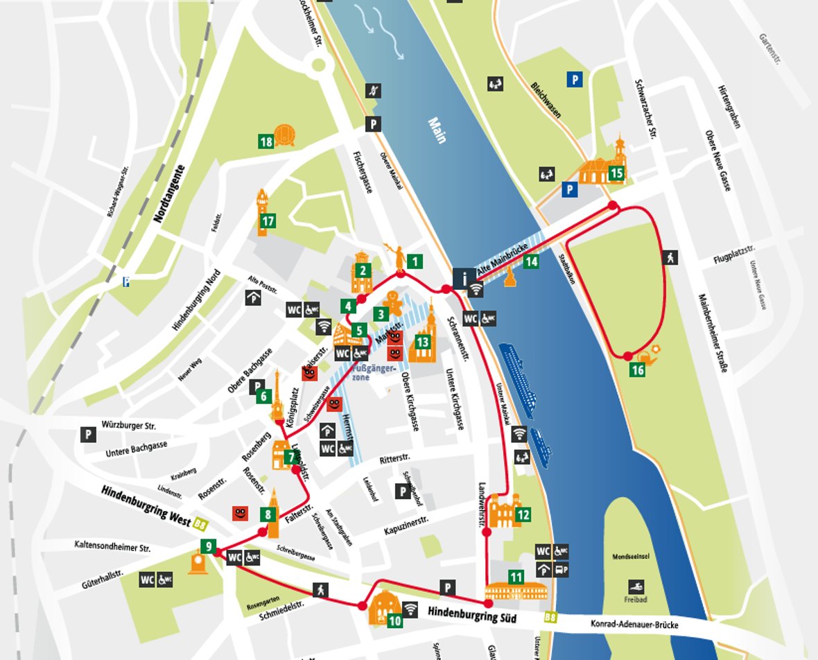 Overview of parking spaces for buses