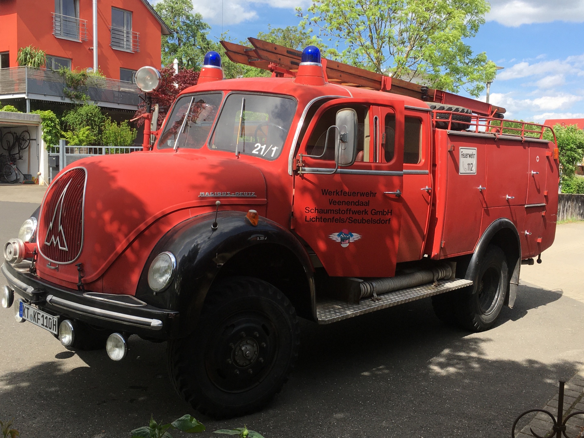 An old fire engine is ready to go out on the road