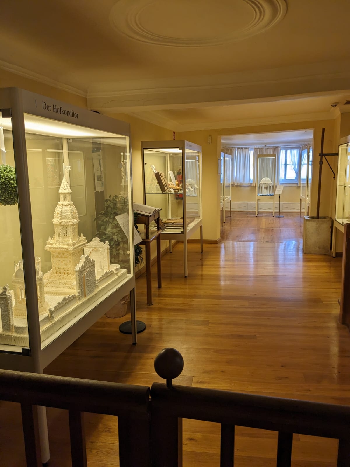 View of the Conditorei Museum with exhibitions of works of art in display cases