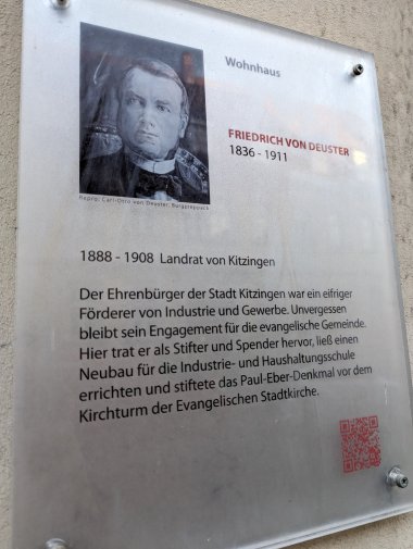 Picture of glass plate with picture and information about Friedrich Deuster and his house