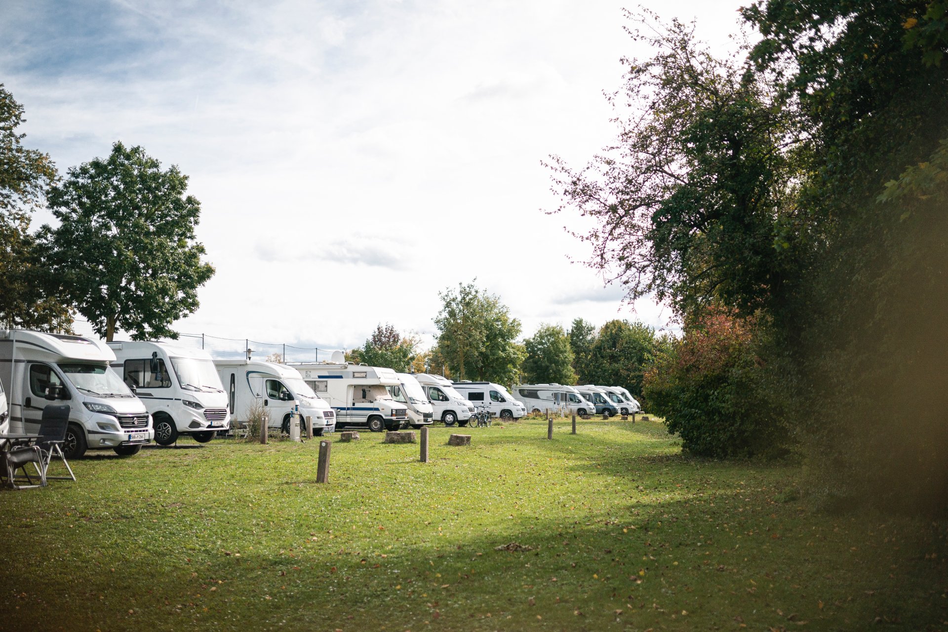 Caravan site Kitzingen You can see many motorhomes parked on the motorhome site in Kitzingen