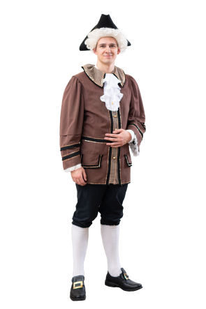 Tim Braunbeck as one of the local councillors, who always adjust their coats to the wind and, as pictured, Karin Böhm as Fischersmarie, a citizen of Etwashausen.