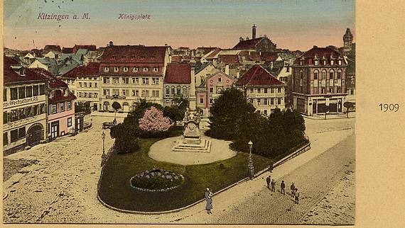 Königsplatz Kitzingen 1909 Historische Ansicht des Königsplatzes in Kitzingen im Jahr 1909.