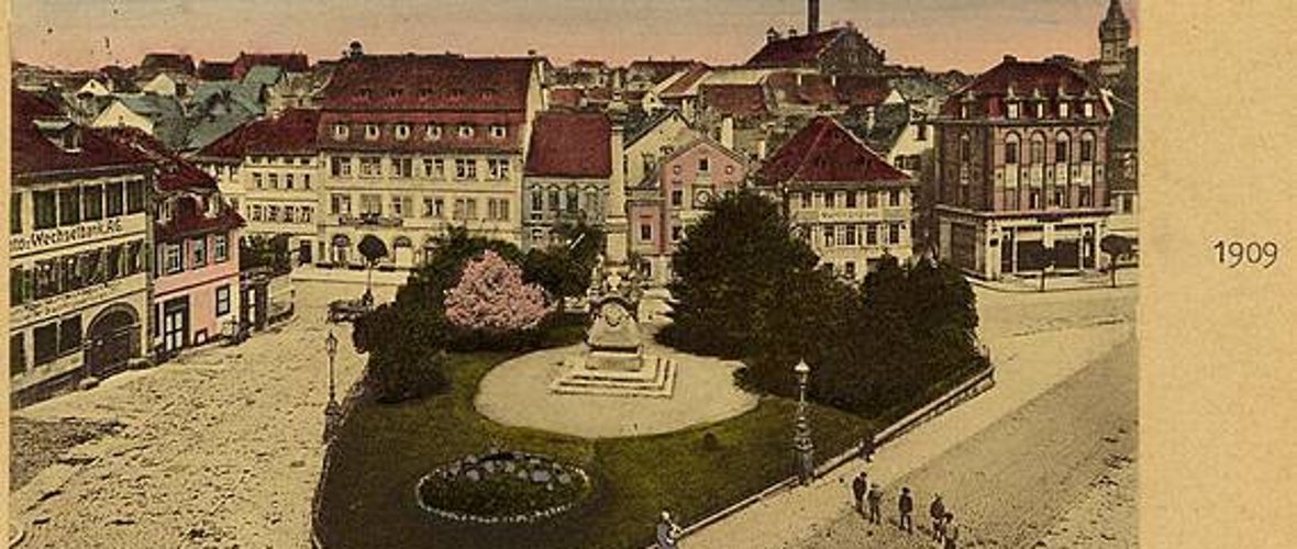 Königsplatz Kitzingen 1909 Historische Ansicht des Königsplatzes in Kitzingen im Jahr 1909.